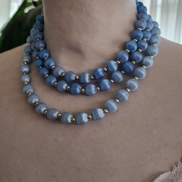 Classic Stacking Beaded Necklaces Estate Jewelry Set, Colorful mid century MOD - Picture 8 of 12